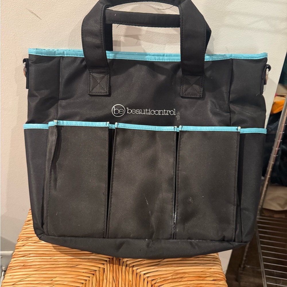 Beauticontrol Black Tote with Blue Trim